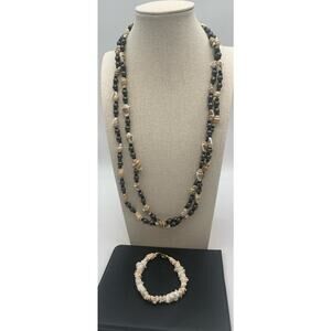 Double Strand Necklace And Bracelet Lot Shells & Beads Beachy Ocean Nautical